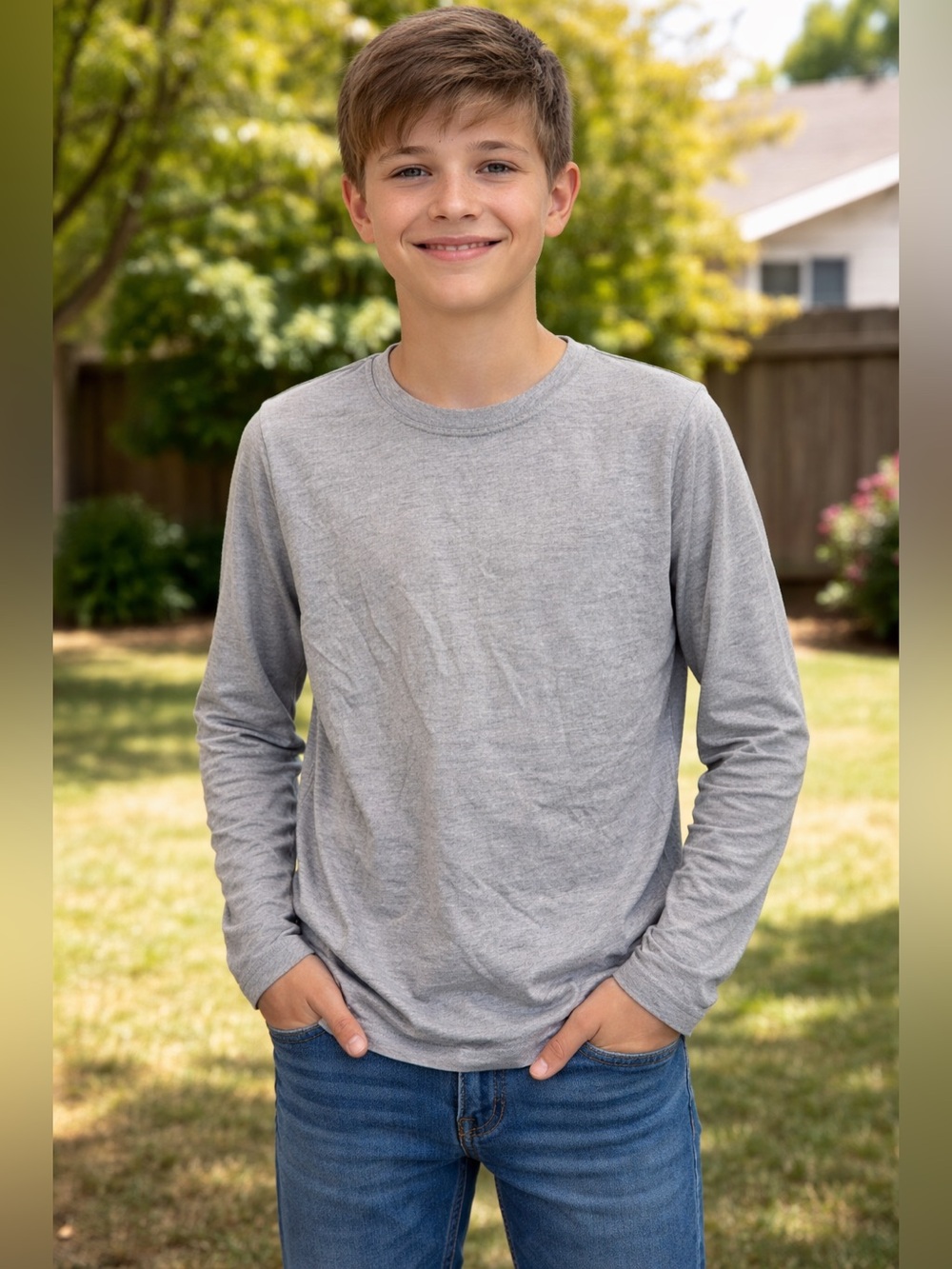 Cookie’s Cream And Gray Kids Long Sleeves T-Shirt Sz(12-14)